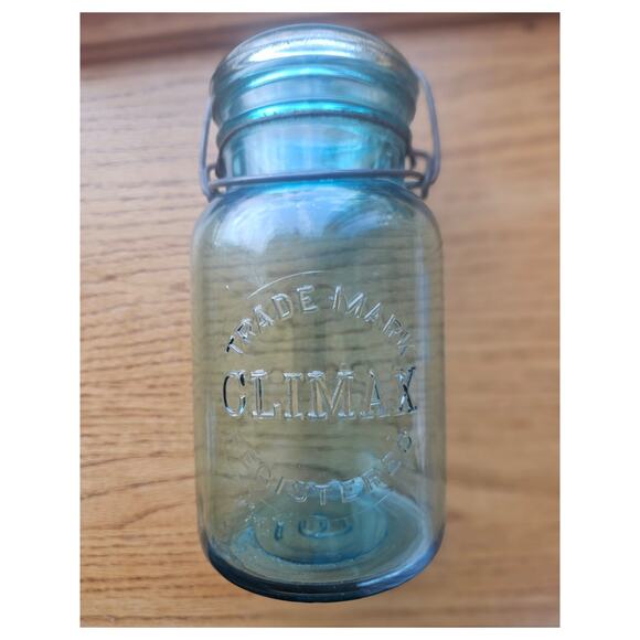 Vintage Climax Canning Jar, Aqua - Quart - Picture 3 of 6